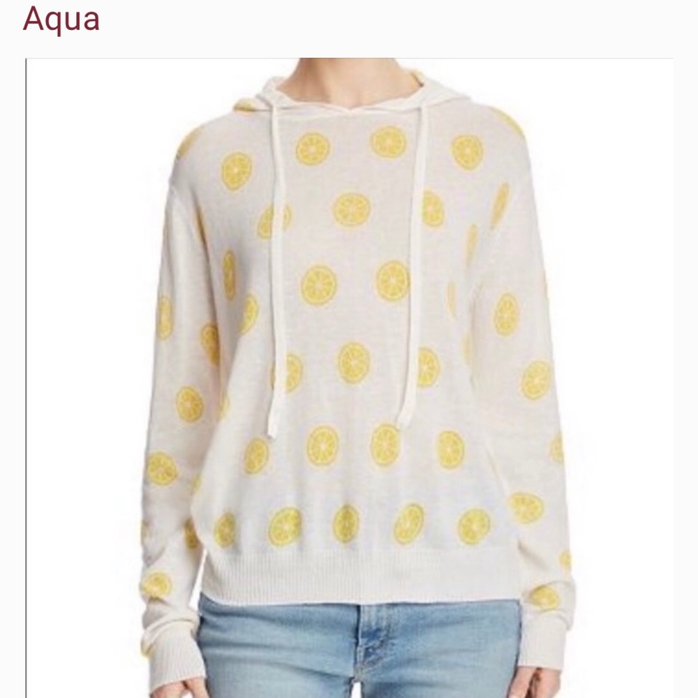 Aqua Lemon Print Pullover Sweater